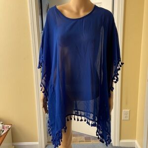 Beachy Fringed coverup blue no size